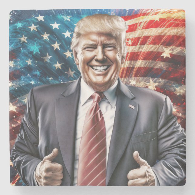 Amerika wieder groß machen - Präsident Trump Steinuntersetzer (Vorderseite)