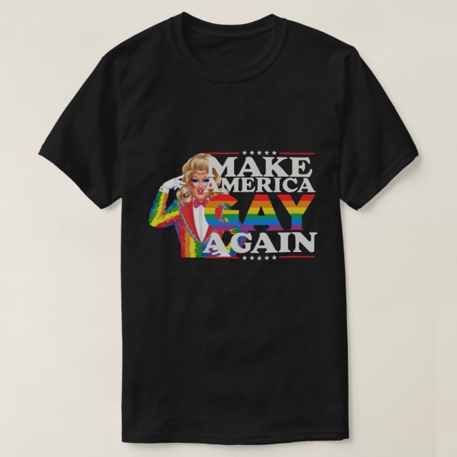 Amerika wieder schwul machen , LGBTLove , Rainbow  T-Shirt (Design vorne)