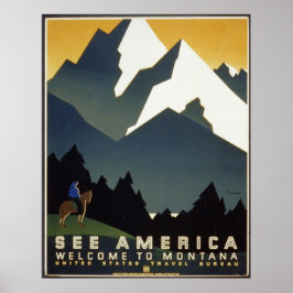 Amerika Willkommen in Montana Poster