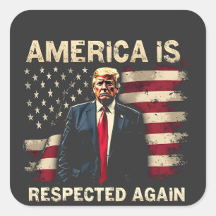 Amerika wird wieder respektiert Trump USA 4. Juli Quadratischer Aufkleber