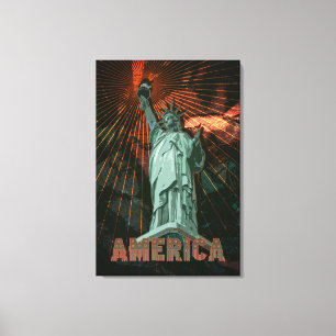 AMERIKA - Wrapped Canvas Leinwanddruck