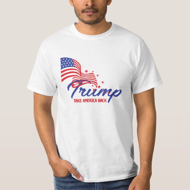 AMERIKA ZURÜCK Trump-Text T-Shirt (Vorderseite)