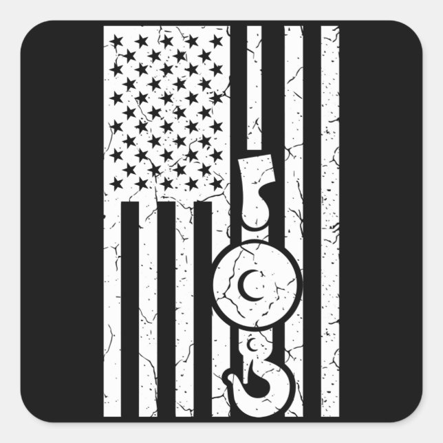AMERIKAN FLAG US FLAG Kranbetreiber Quadratischer Aufkleber (Vorderseite)