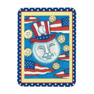 AMERIKANA FOLKART PATRIOTISCHER MANN IM MUND MAGNET