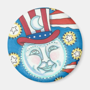 AMERIKANA FOLKART PATRIOTISCHER MANN IM MUND MAGNET