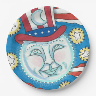AMERIKANA FOLKART PATRIOTISCHER MANN IM MUND PAPPTELLER