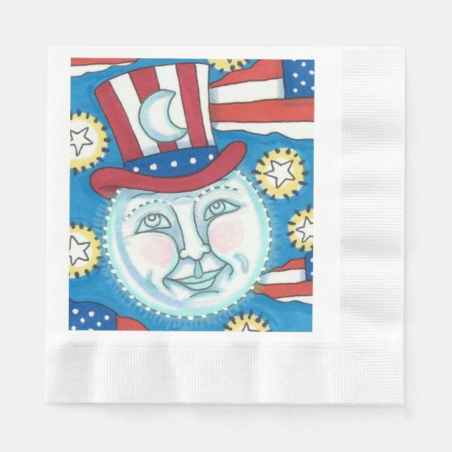 AMERIKANA FOLKART PATRIOTISCHER MANN IM MUND SERVIETTE (Vorderseite)