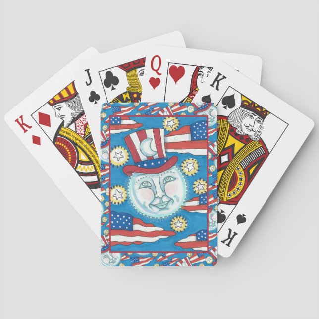 AMERIKANA FOLKART PATRIOTISCHER MANN IM MUND SPIELKARTEN (Rückseite)