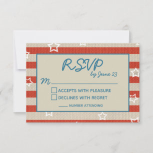 Amerikanana Patriotic Wedding RSVP Details Beilage Karte