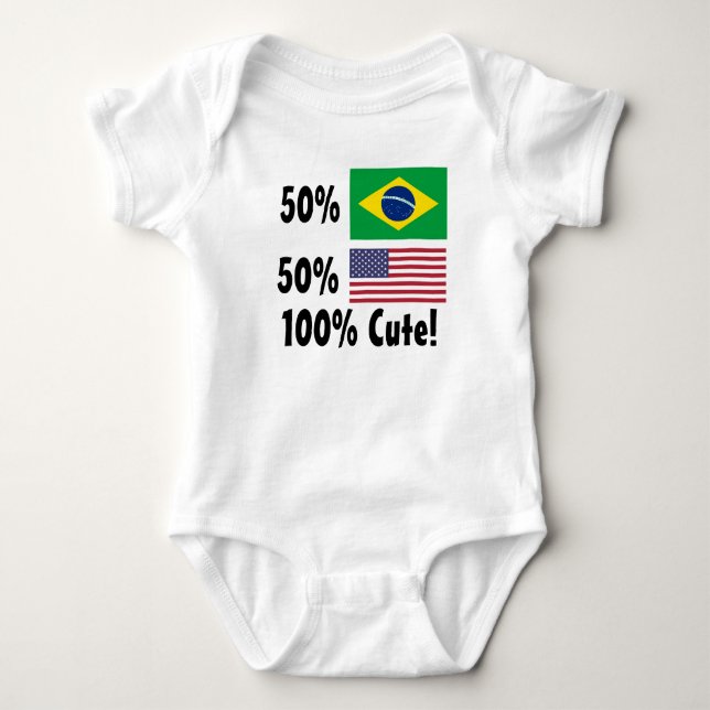 Amerikaner 100% 50% Brasilianer-50% niedlich Baby Strampler (Vorderseite)