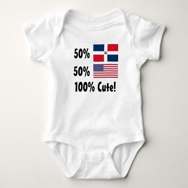 Amerikaner 100% 50% Dominikaner-50% niedlich Baby Strampler (Vorderseite)
