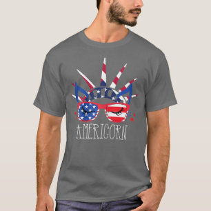 Amerikaner 4. Juli Unicorn American Flag Patrio T-Shirt