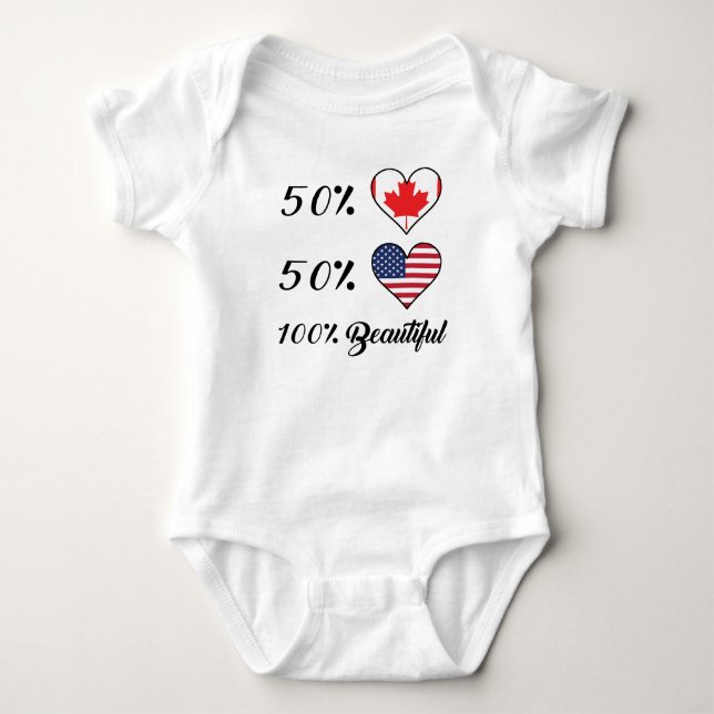 Amerikaner 50% Kanadier-50% 100% schön Baby Strampler (Vorderseite)