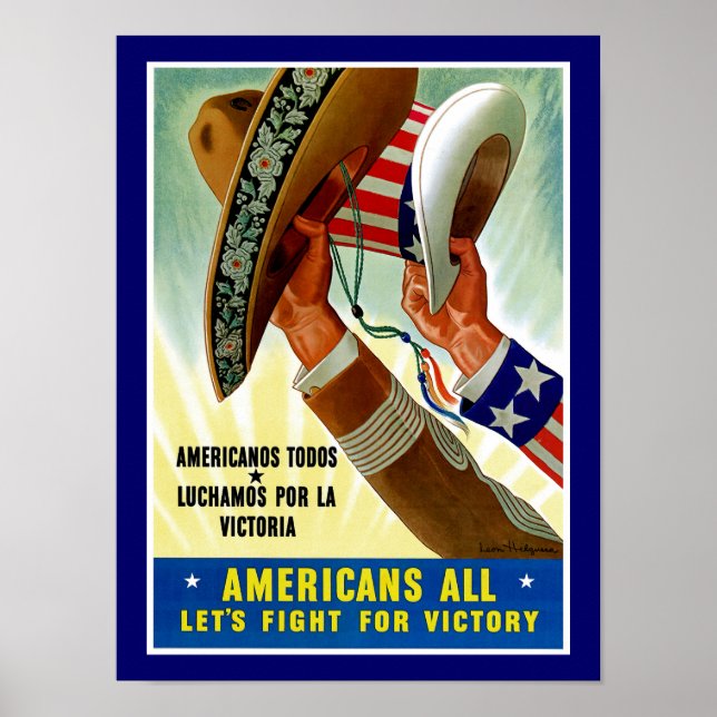 Amerikaner alle ~ Lasst uns für den Sieg kämpfen Poster (Vorne)