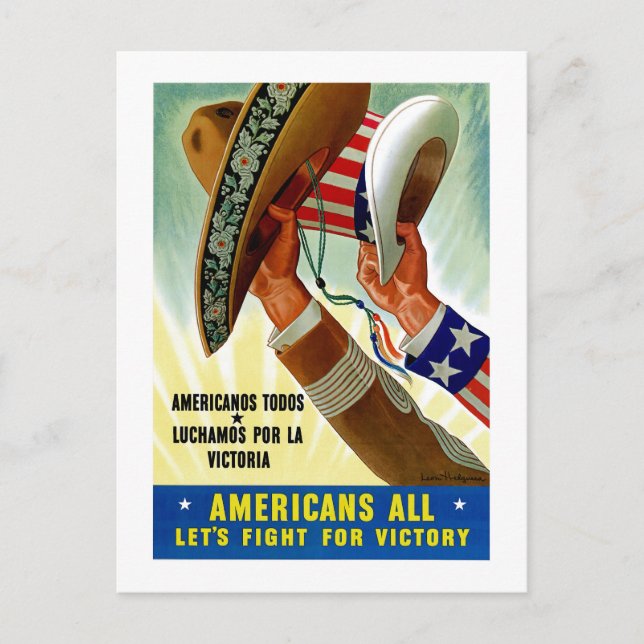 Amerikaner alle ~ Lasst uns für den Sieg kämpfen Postkarte (Vorderseite)