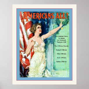 Amerikaner alle! ~ Personalisierter Vintager Weltk Poster