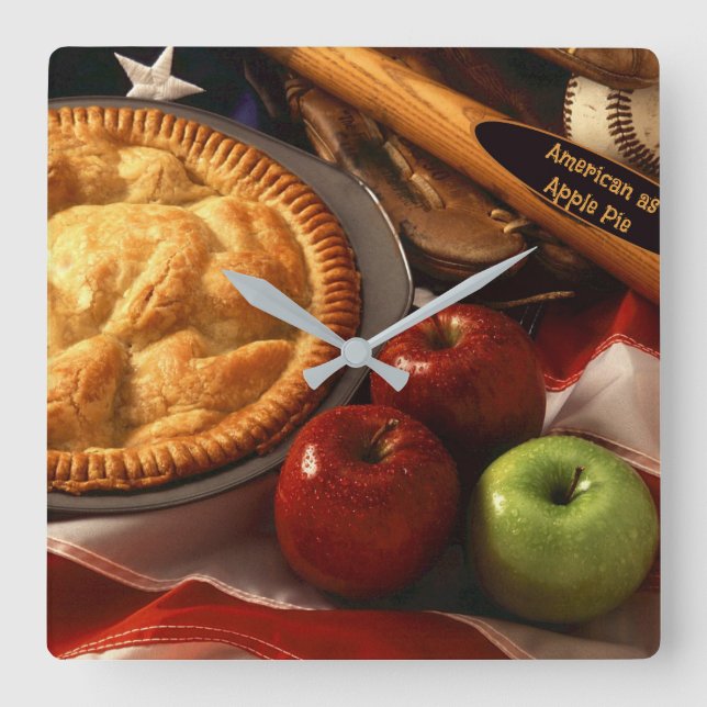 Amerikaner als Apple Pie Quadratische Wanduhr (Vorderseite)
