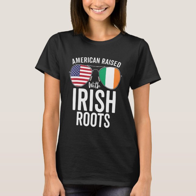 Amerikaner aufgewachsen mit irischer Roots-Flagge  T-Shirt (Vorderseite)