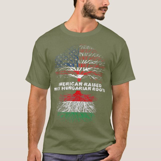 Amerikaner aufgewachsen mit Ungarn Roots Ungarn T-Shirt (Vorderseite)