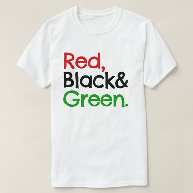 Amerikaner aus Rot, Schwarz und Grün T-Shirt (Design vorne)