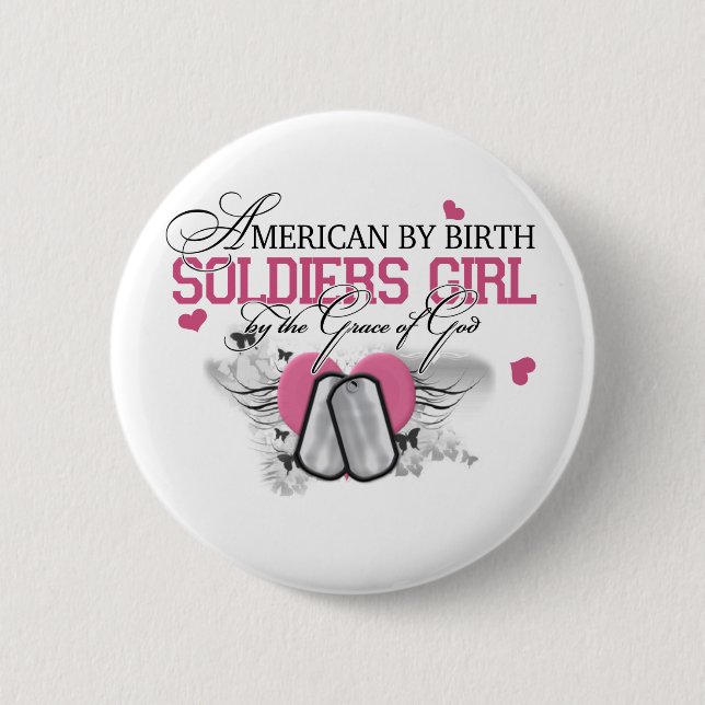 Amerikaner durch Geburts-Soldaten Button (Vorderseite)