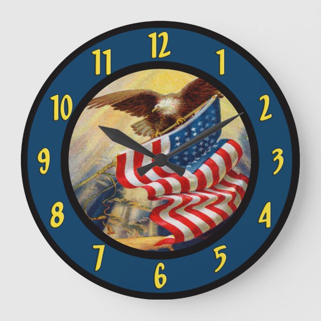 Amerikaner-Eagle-Flaggen-Wanduhr Große Wanduhr (Vorderseite)