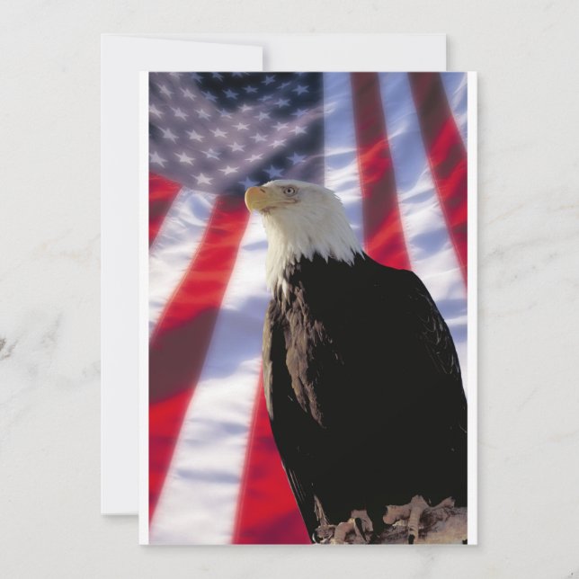 Amerikaner Eagle u. Flaggen-Einladung Einladung (Vorderseite)