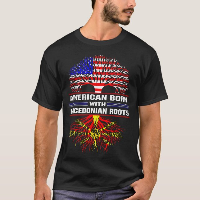 Amerikaner Geboren mit makedonischem Roots-T - Shi T-Shirt (Vorderseite)