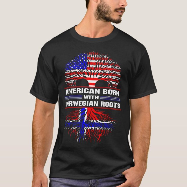 Amerikaner Geboren mit norwegischen Wurzeln T-Shirt (Vorderseite)