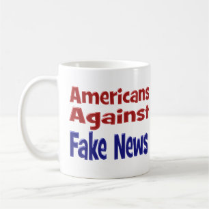 Amerikaner gegen Fake News rot blauer Text Kaffeetasse