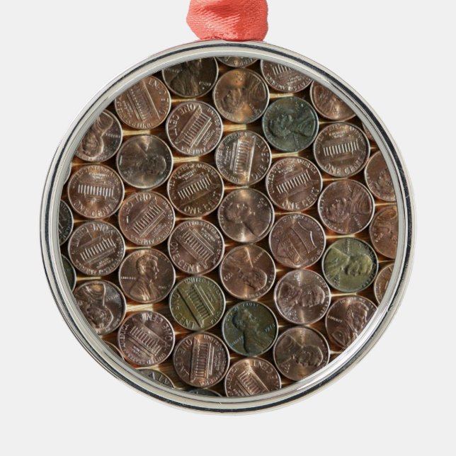 Amerikaner-Lincoln-Pennys-Beschaffenheit Ornament Aus Metall (Vorne)