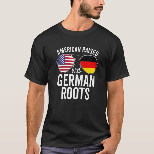 Amerikaner mit deutscher Roots-Fahne USA Deutschla T-Shirt (Vorderseite)