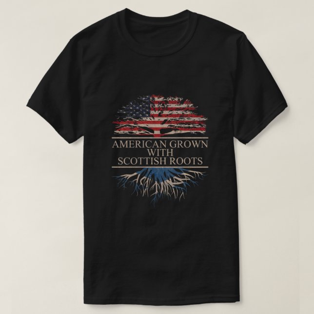 Amerikaner mit schottischem Roots Classic T-Shirt (Design vorne)