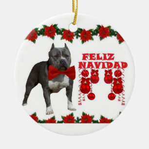 Amerikaner Pitt Stier WeihnachtsKeramik-Verzierung Keramikornament