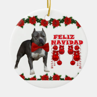 Amerikaner Pitt Stier WeihnachtsKeramik-Verzierung Keramikornament