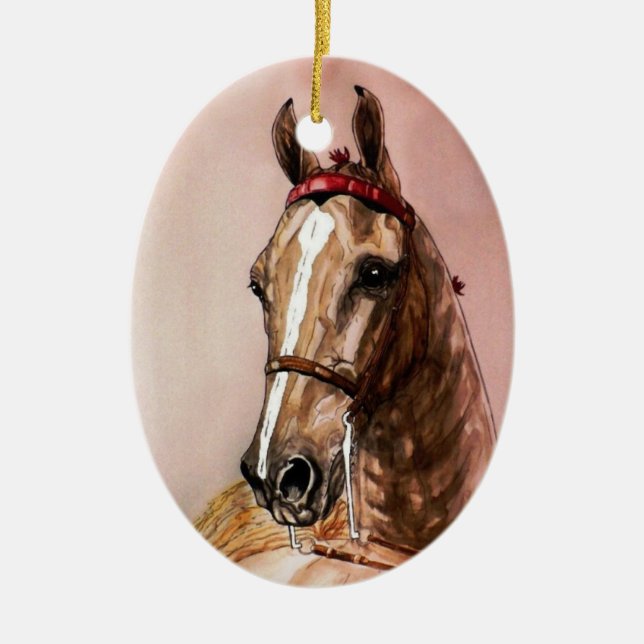 Amerikaner Saddlebred Pferdeweihnachtsverzierung Keramik Ornament (Vorne)