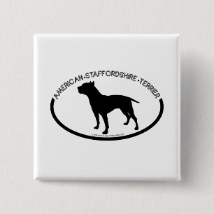 Amerikaner-Staffordshire-Silhouette-Schwarz-Knopf Button