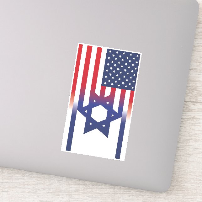 Amerikaner stehen auf israelischer Flagge Aufkleber (Detail)