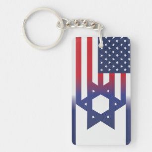 Amerikaner stehen auf israelischer Flagge Schlüsselanhänger
