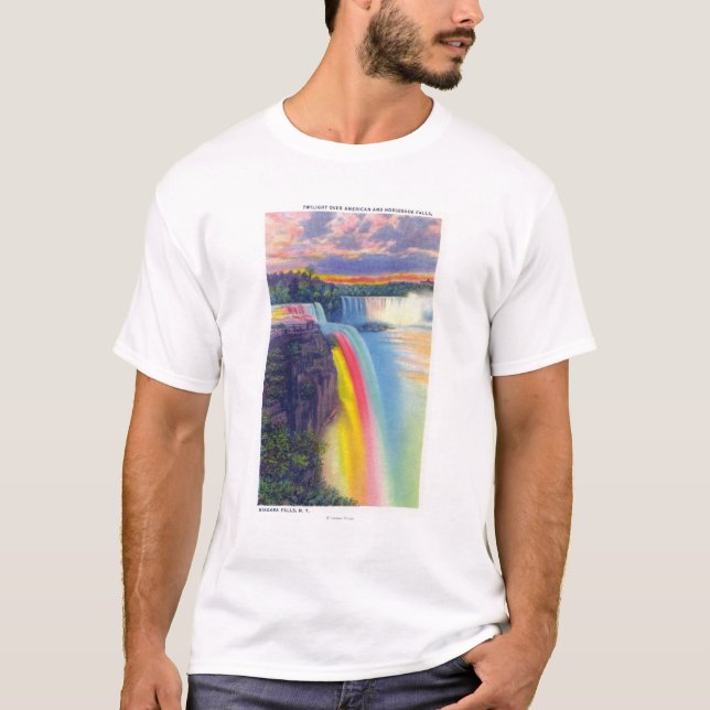 Amerikaner und Hufeisen fällt an der Dämmerung T-Shirt (Vorderseite)