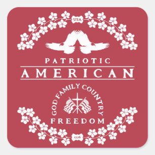 AMERIKANER USA 1776 FREIHEIT DER GOTT FAMILIE QUADRATISCHER AUFKLEBER