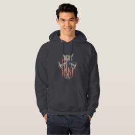 Amerikaner Viking. Flagge, beunruhigt, Sturzhelm, Hoodie
