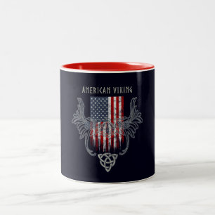 Amerikaner Viking. Flagge, beunruhigter, Zweifarbige Tasse