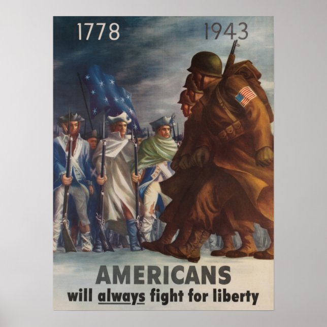 Amerikaner werden immer für Freiheit kämpfen 1778  Poster (Vorne)