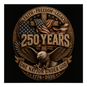 Amerikanisch 1776 2026 250. 4. Juli Unabhängigkeit Poster
