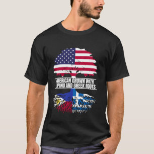 Amerikanisch angebaut mit Flaggen-Herkunft Filipin T-Shirt