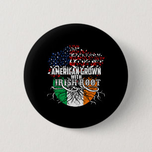 Amerikanisch angebaute irische Wurzel-Flagge Irlan Button