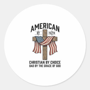 Amerikanisch durch Glauben Christlicher Vater Patr Runder Aufkleber