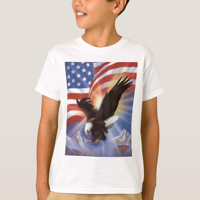 Amerikanisch-Eagle-undflagge-II T-Shirt (Vorderseite)
