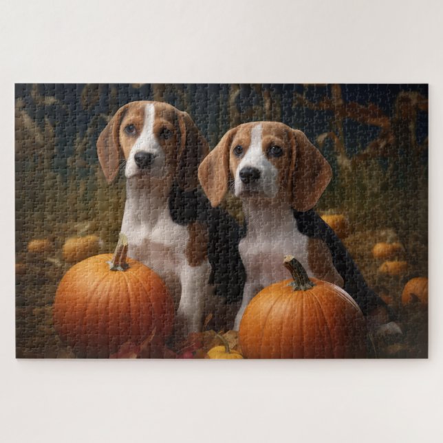Amerikanisch-englischer Foxhound Welpen Herbst Fre (Horizontal)